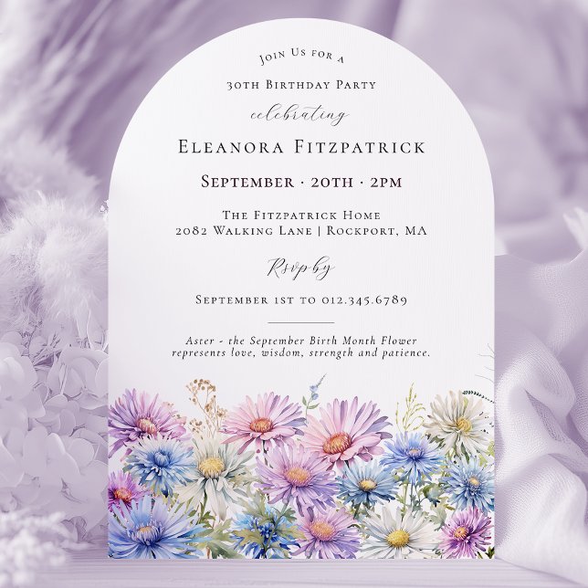 30th Birthday Party September Birth Month Flower  Einladung (Von Creator hochgeladen)