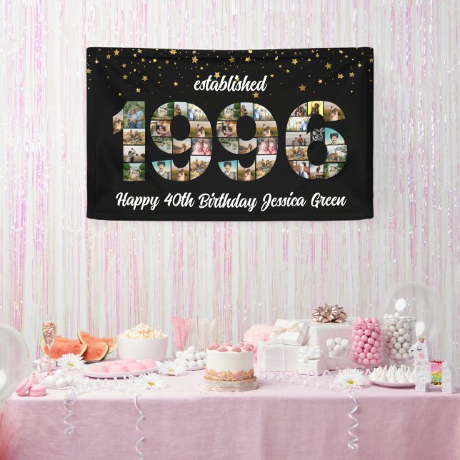 30th birthday Photo Collage established 1996 Banner (Party)