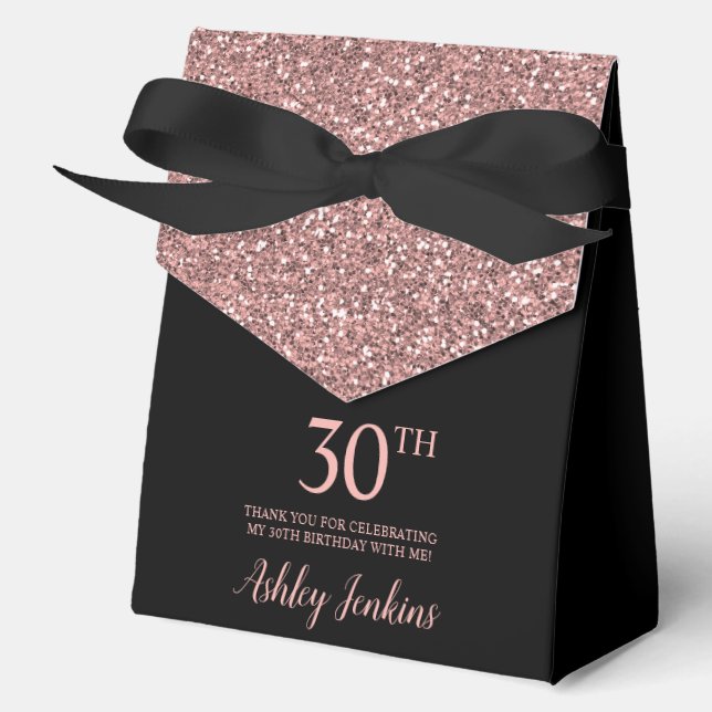 30th Birthday Rose Gold Glitter Thank You Geschenkschachtel (Vorderseite)