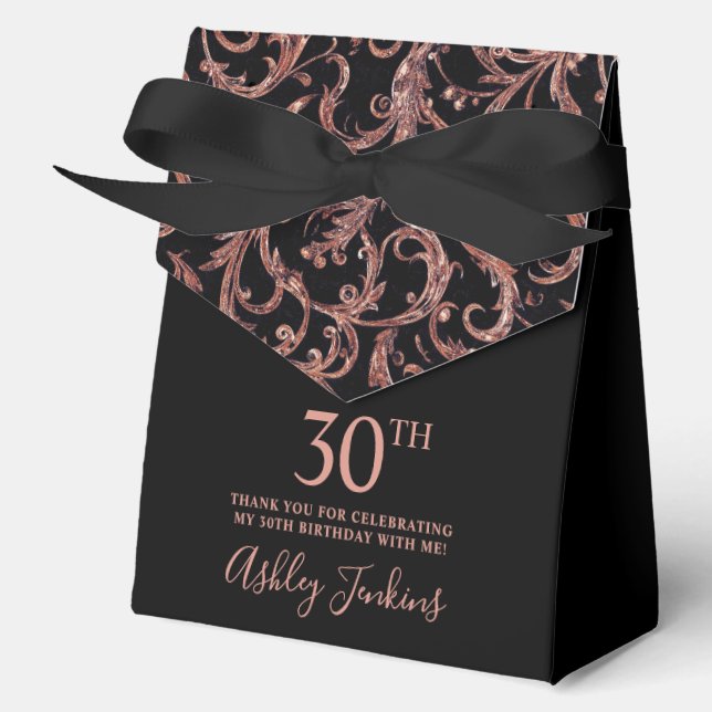 30th Birthday Rose Gold Swirls Thank You  Geschenkschachtel (Vorderseite)
