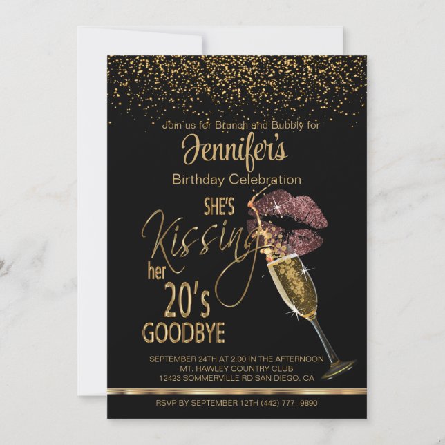 30th Birthday She's Kissing her 20's Goodbye -Rose Einladung (Vorderseite)