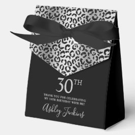 30th Birthday Silver Leopard Print Thank You  Geschenkschachtel