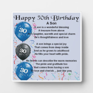 30th  Birthday Son Poem Plaque