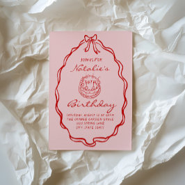 30th Bow Hand Drawn Coquette Dreißig Geburtstag Einladung