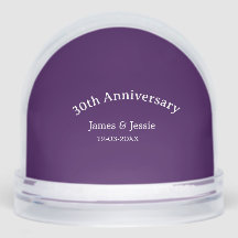 30th wedding anniversary name date purple simple 