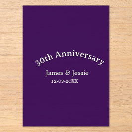30th wedding anniversary name date purple simple acryleinladungen