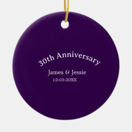 30th wedding anniversary name date purple simple keramik ornament
