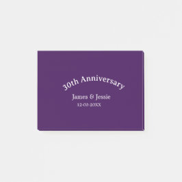 30th wedding anniversary name date purple simple post-it klebezettel