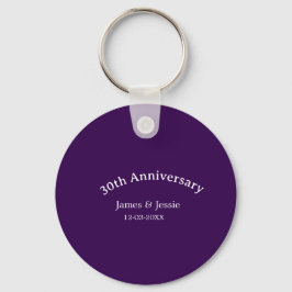 30th wedding anniversary name date purple simple schlüsselanhänger