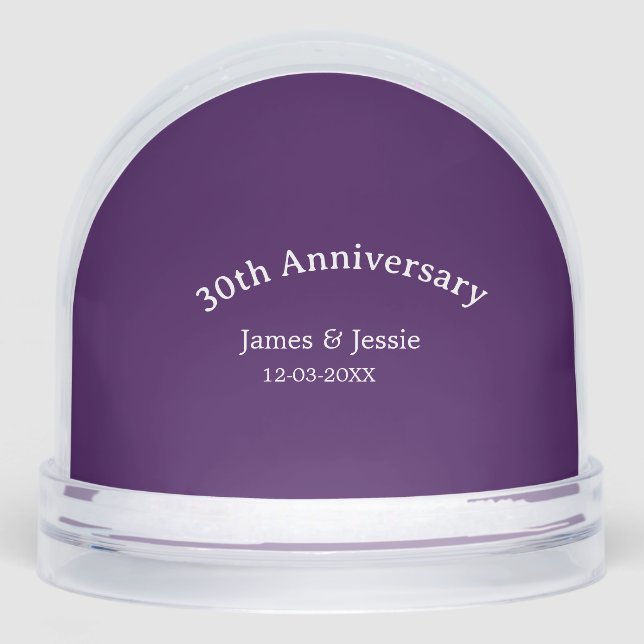 30th wedding anniversary name date purple simple  schneekugeln (Vorderseite)