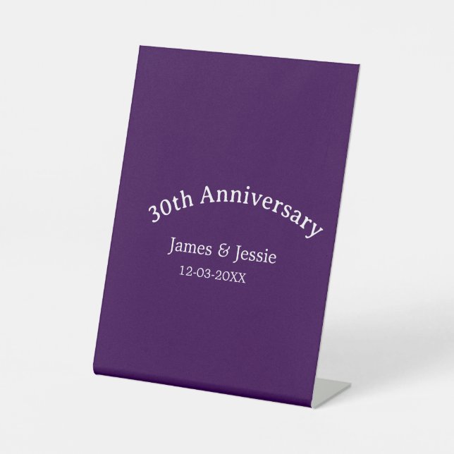30th wedding anniversary name date purple simple  sockelschild (Vorderseite)