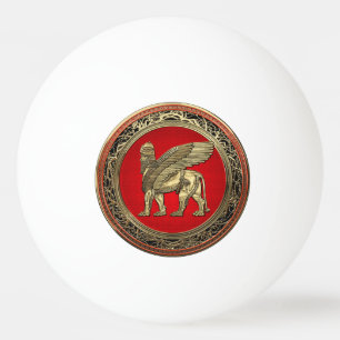[310] Assyrian Winged Lion - Gold Lamassu Tischtennisball