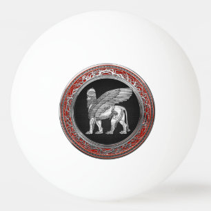 [310] Assyrian Winged Lion - Silver Lamassu Tischtennisball