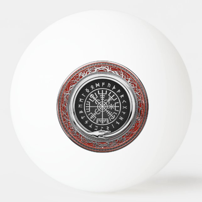 [310] Vegvisir - Viking Silver Magic Runic Compass Tischtennisball (Vorderseite)