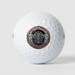 [310] Zwei Silberninurtas mit Baum des Lebens Golfball