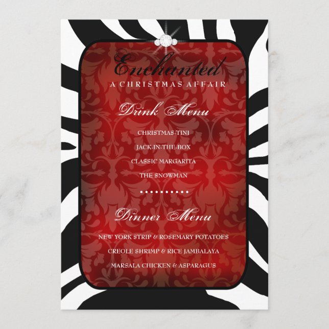 311 a enchanté le menu rouge de dîner/boissons (Devant)