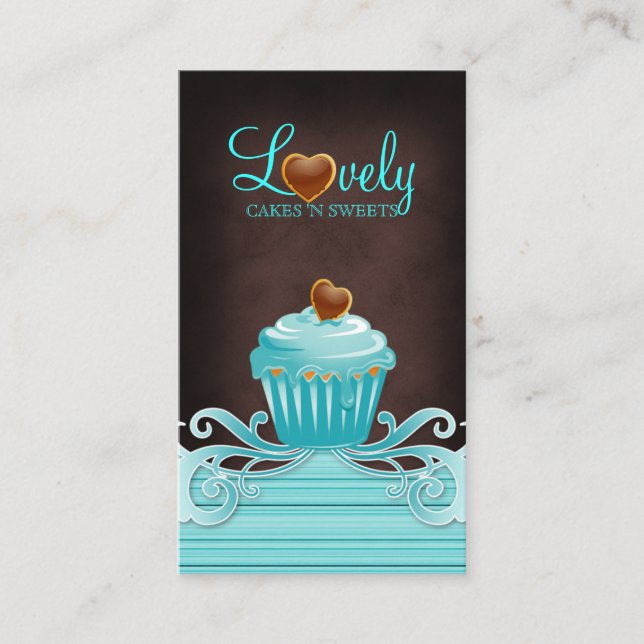 311 Bäckerei cupcake Schokoladenblau Wirbel braun Visitenkarte (Vorderseite)