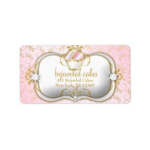 311-Bejeweled Cakes   Rosa Hintergrund Adressaufkleber