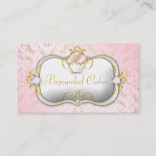 311 Bejeweled Kuchen-rosa Golddamast Visitenkarte