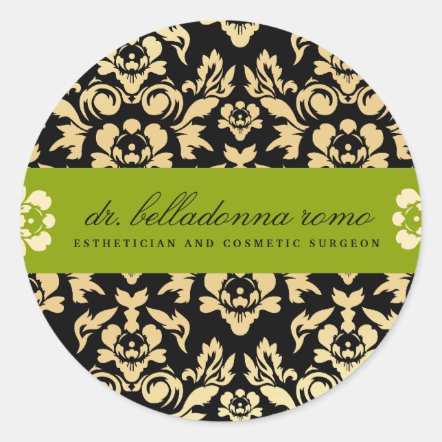 311 Belladonna Damaske Limon Runder Aufkleber (Vorderseite)