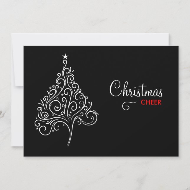 311-Black und weißes Weihnachten laden ein Einladung (Vorderseite)