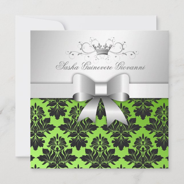 311-BlackBerry Damask Bow Limon Sweet 16 Einladung (Vorderseite)