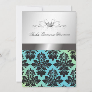 311-BlackBerry Damask Ribbon Türkis Limon Einladung