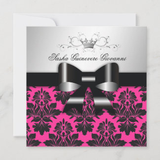 311-BlackBerry rosa Damaskus Schwarzer Bow| Süß 16 Einladung