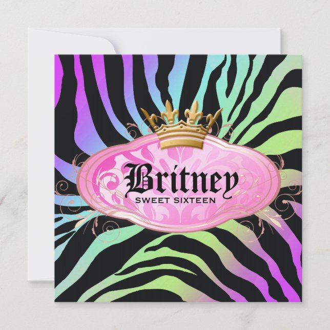 311 Bodacious Zebra Amethyst Rainbow Einladung (Vorderseite)