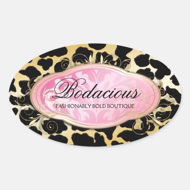 311 Boutique Golden Leopard Spots Ovaler Aufkleber (Vorderseite)