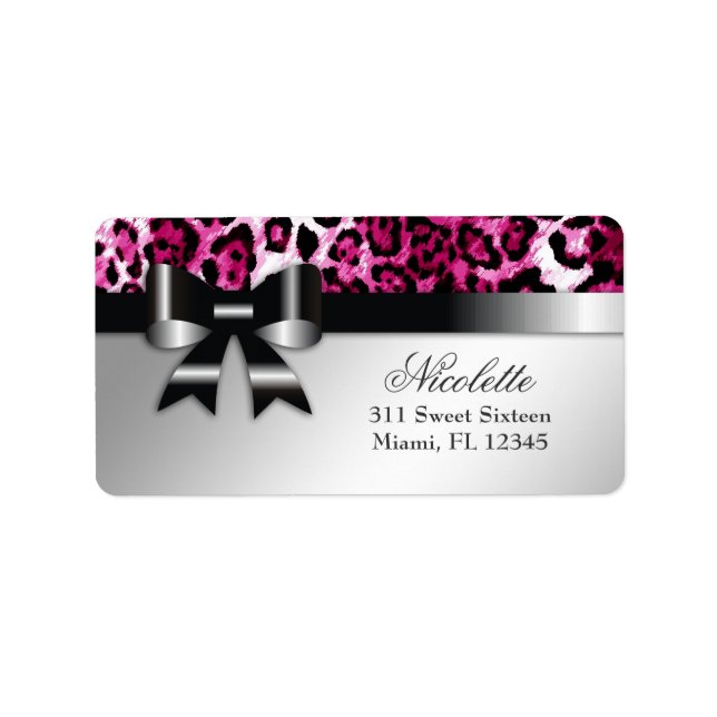 311 Bowlicious Hot Pink Leopard Adressetikett (Vorne)