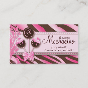311 Cake Pops Business Card Bäckerei Pink Brwn Ze Visitenkarte