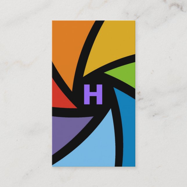 311-CAMERA BEREITEN | BUNTES LILA vor Visitenkarte (Vorderseite)