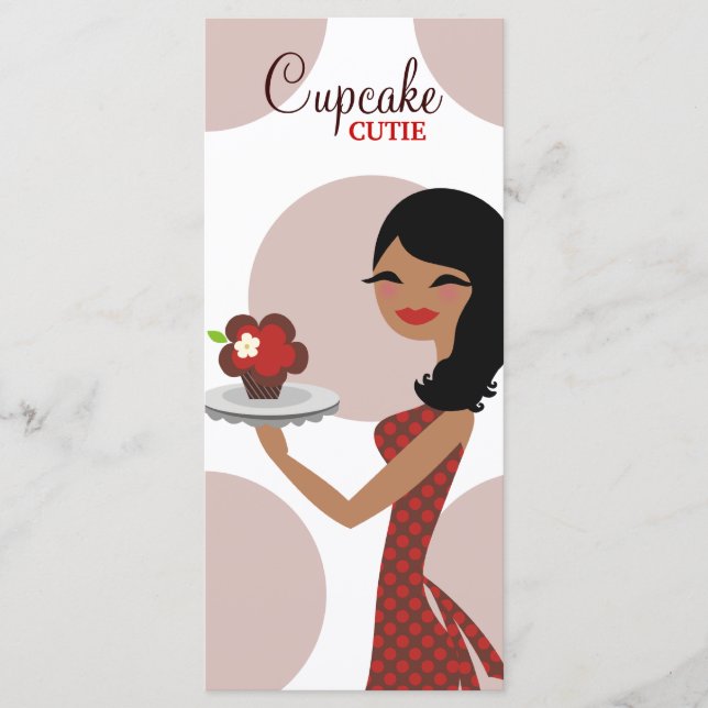 311 Candie Cupcake Süsse Ethnic Red Brown Menükarte (Vorderseite)