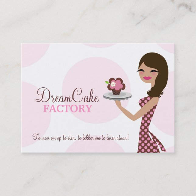 311 Carlie die Kuchen-Süsse brünettes BusinessCard Visitenkarte (Vorderseite)