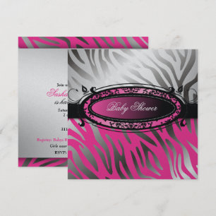 311-C'est Luxueux  Hot Momma Pink Zebra  Baby Einladung