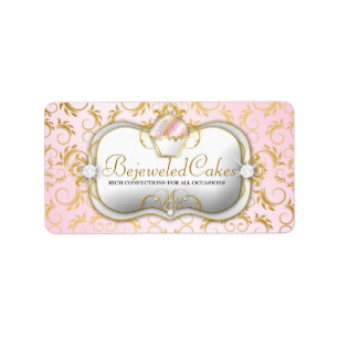 311-Ciao Bella Bejeweled Cakes   Rosa Hintergrund Adressaufkleber
