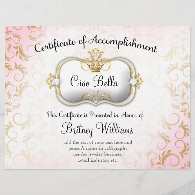 311 Ciao Bella Bescheinigung über die Erfüllung (Vorderseite)