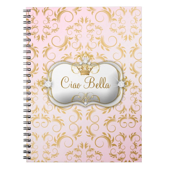 311 Ciao Bella goldenes göttliches Rosa Notizblock (Vorderseite)