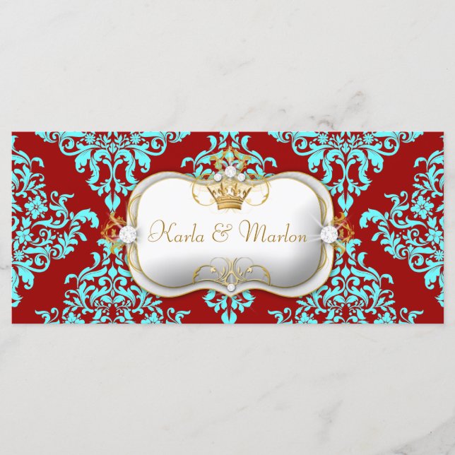 311 Ciao Bella Lovey Dovey Damask Hochzeitsprogram Programm (Vorderseite)