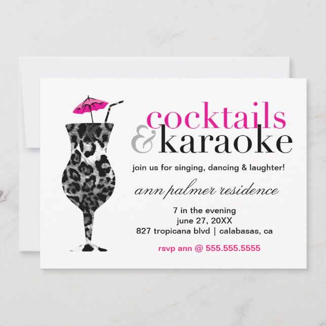 311 Cocktails u. Karaoke Einladung (Vorderseite)