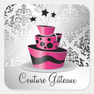 311 Couture Gâteaux Hot Pink Quadratischer Aufkleber