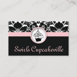 311 Cupcake Business Card Floral Damask Baby Pink Visitenkarte