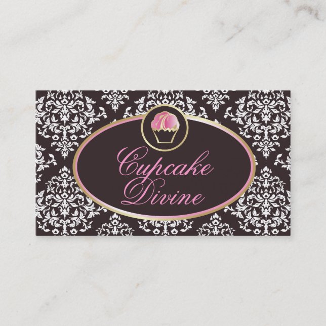 311-Cupcake erahnen festen Damast Visitenkarte (Vorderseite)