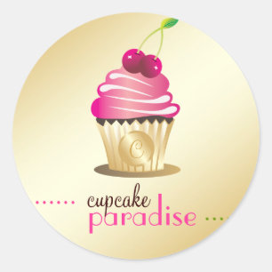 311-Cupcake-Paradise-Monogramm Runder Aufkleber