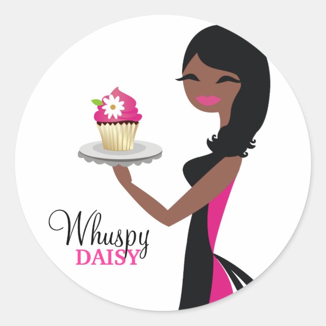 311 Daisy Cupcake Süsse Afro American Runder Aufkleber (Vorderseite)