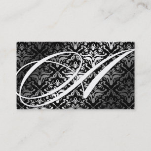 311-Dazzle ich Damast - ein Monogramm-Schwarzes Visitenkarte