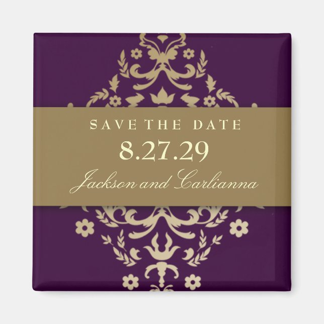 311-Dazzling Damask Gold Ivory Eggplant Magnet (Vorne)