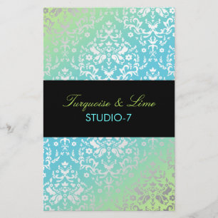 311 Dazzling Damask Türkis & Limon Black