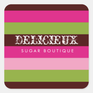 311 Delicieux Candy Stripes Square Quadratischer Aufkleber